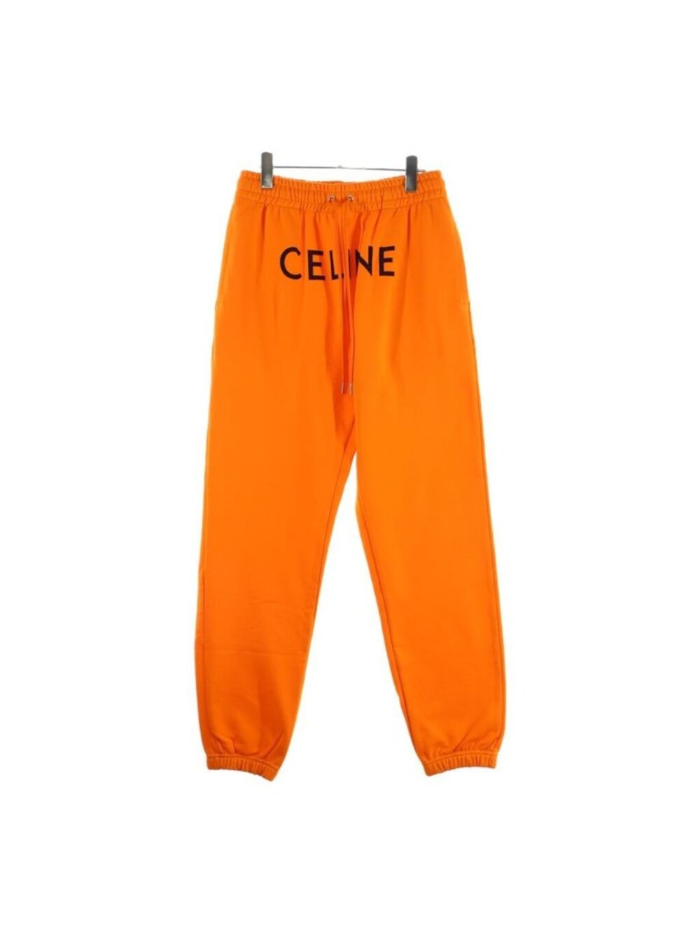 Celine Loose Cotton Jogger Sweatshirt Pants Front Logo Print Orange